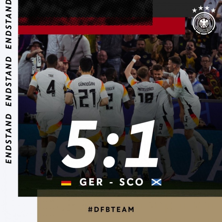 终结尴尬纪录！德国5-1大胜取开门红，此前连续三届大赛首战告负