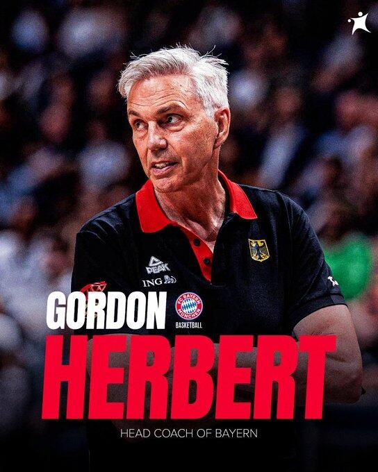 两年合同！官方：德国男篮冠军主帅戈登-赫伯特执教拜仁男篮